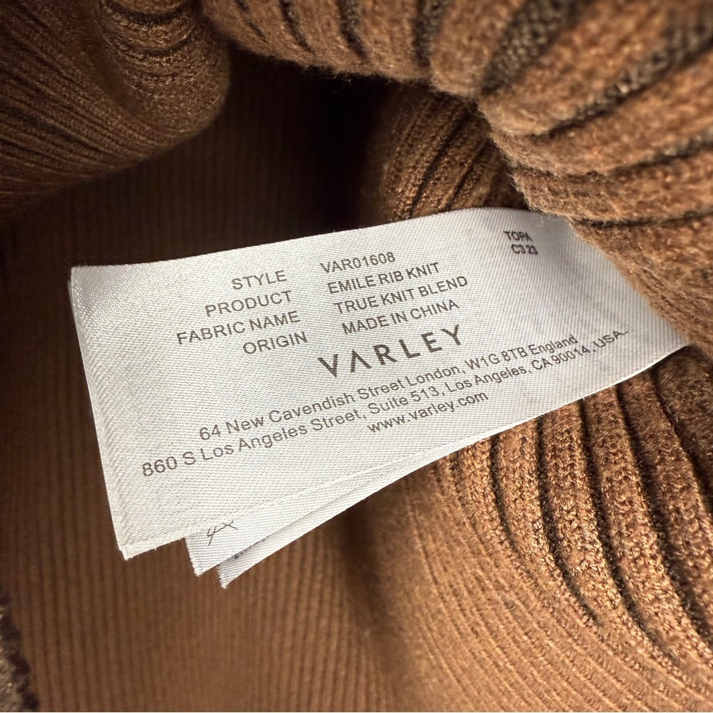 Varley Brown Ribbed Crew Neck Sweater Excellent Condition - Picture 8 of 9